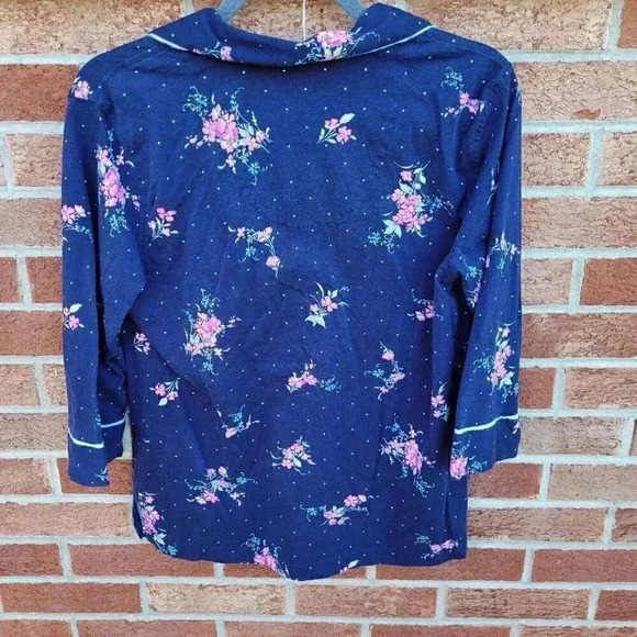 Lauren Ralph Lauren Sleep Shirt Women's Size Medium Blue and Pink Floral - Picture 2 of 8